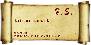 Haiman Sarolt névjegykártya